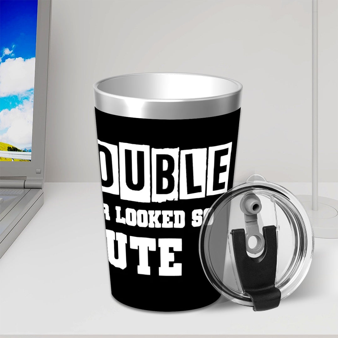 Trouble Never Looked So Cute - Stainless Steel Water Bottle With Straw (12oz)