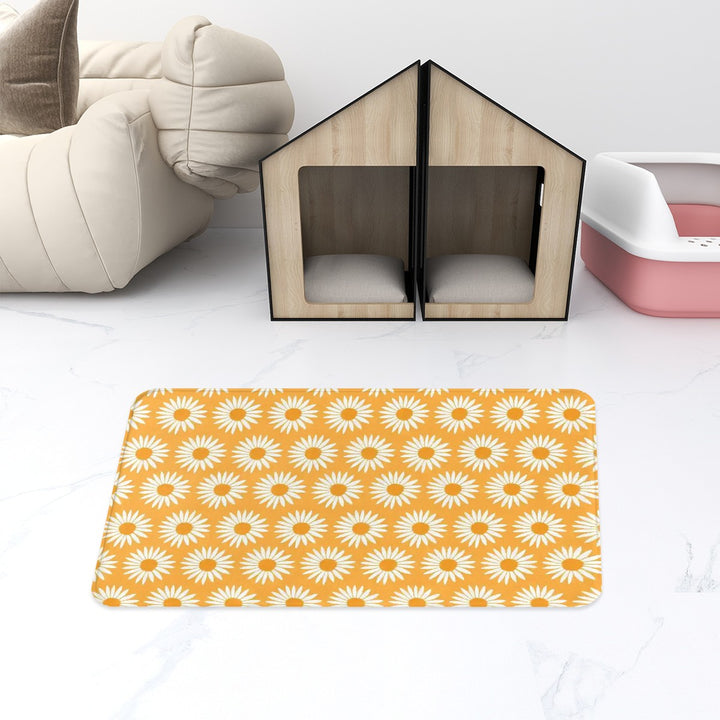 Yellow Sunflower Pattern - Pet Food Mat