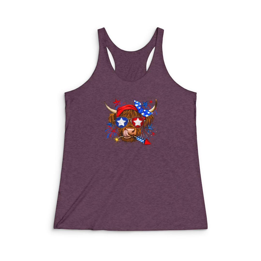 4th Of July Cow - Women's Tri-Blend Racerback Tank