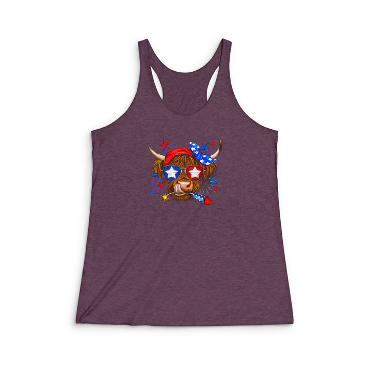 4th Of July Cow - Women's Tri-Blend Racerback Tank