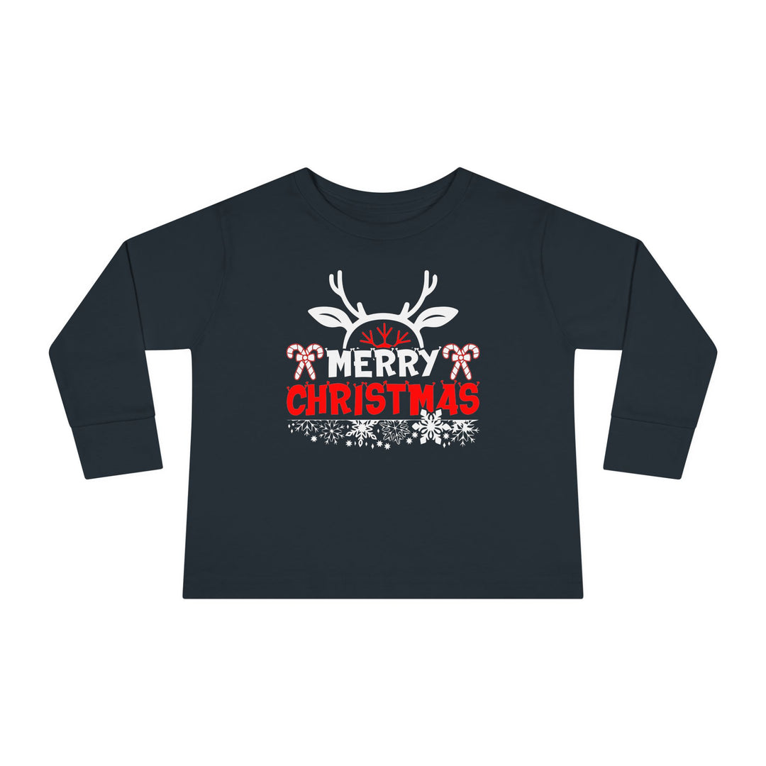 Merry Christmas Antlers - Toddler Long Sleeve Tee