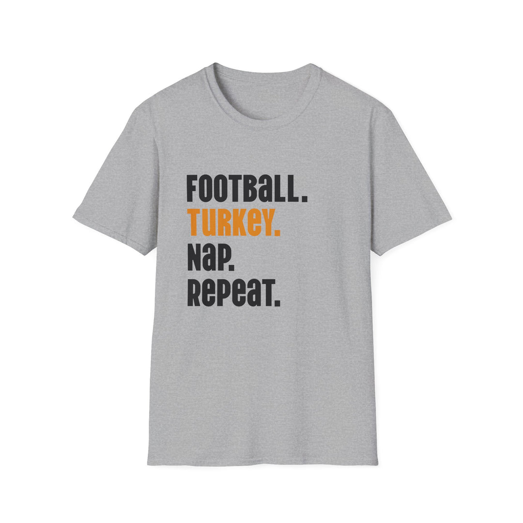 Football Turkey Nap Repeat - Unisex Softstyle T-Shirt