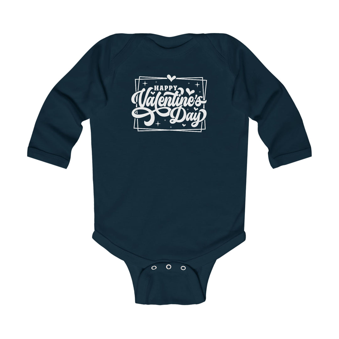 Happy Valentine's Day W/Hearts - Infant Long Sleeve Bodysuit