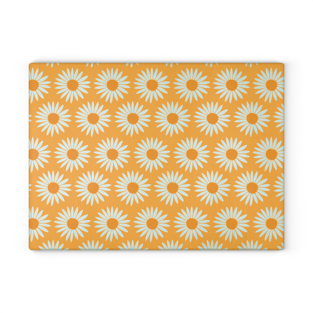 Yellow Sunflower Pattern - Glass Cutting Board