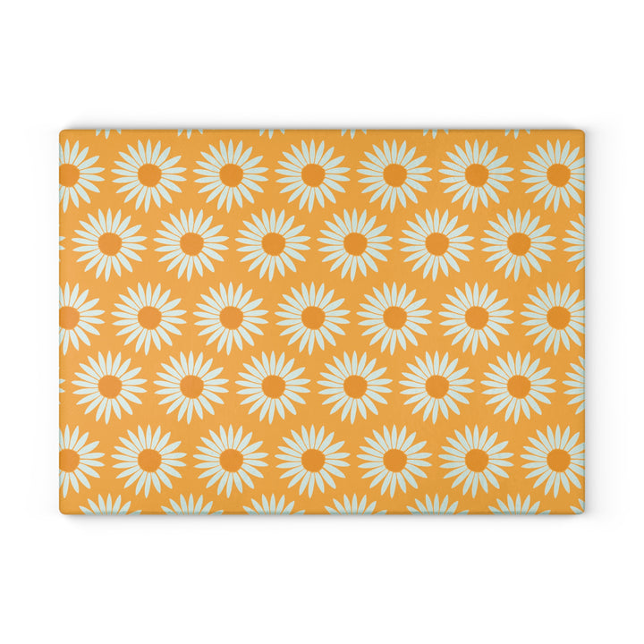 Yellow Sunflower Pattern - Glass Cutting Board