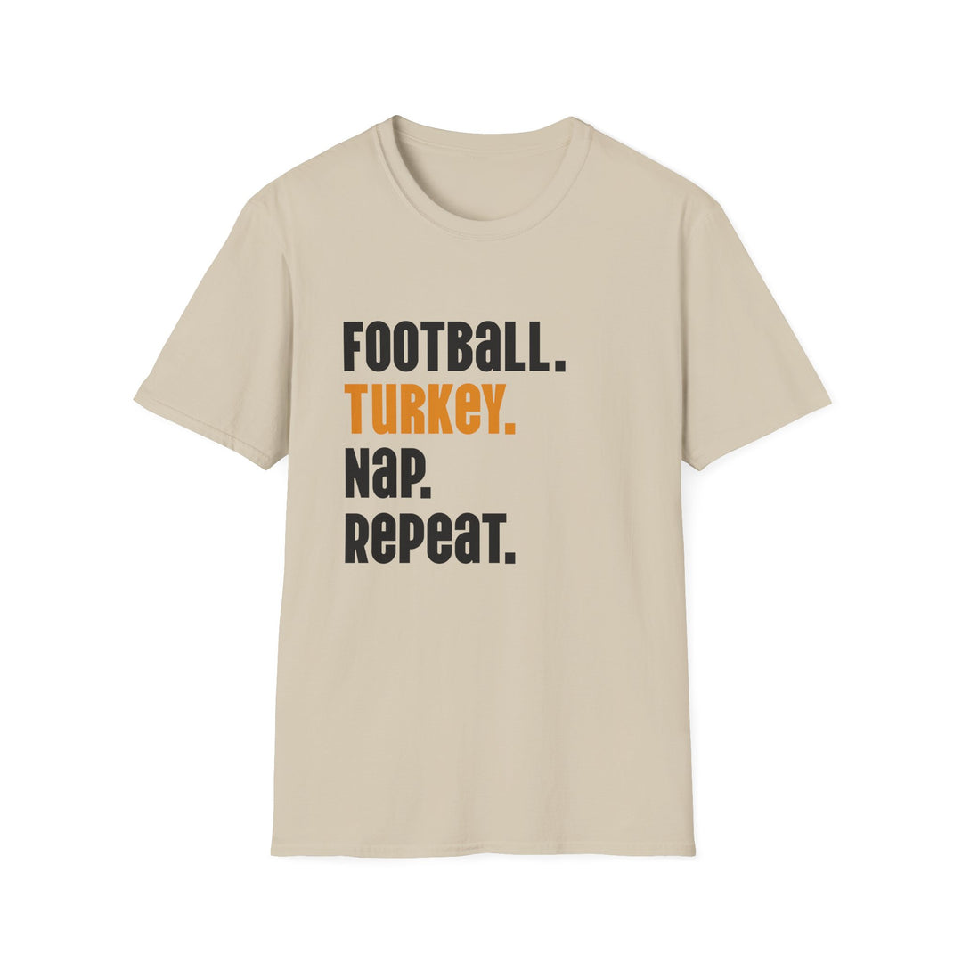 Football Turkey Nap Repeat - Unisex Softstyle T-Shirt