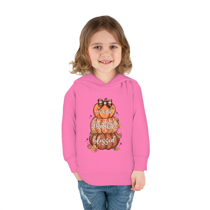 Grateful Thankful Blessed Pumpkins - Toddler Pullover Fleece Hoodie