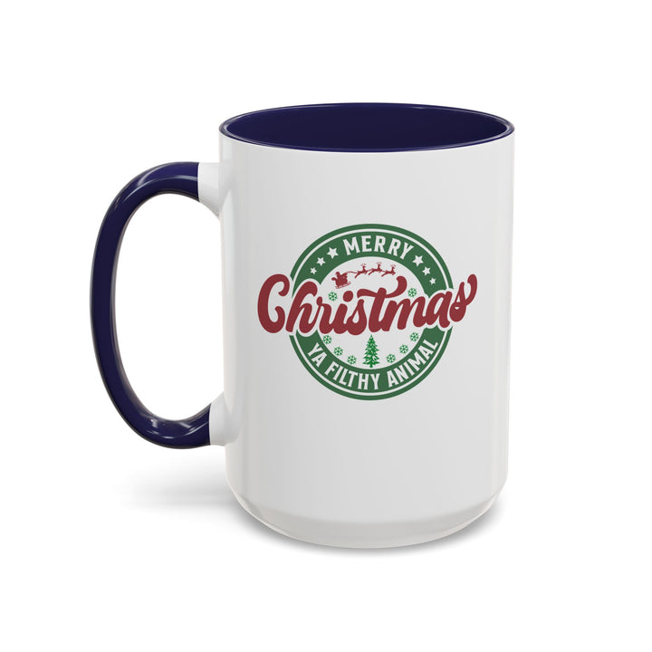 Merry Christmas Ya Filthy Animal - Accent Coffee Mug (11, 15oz)