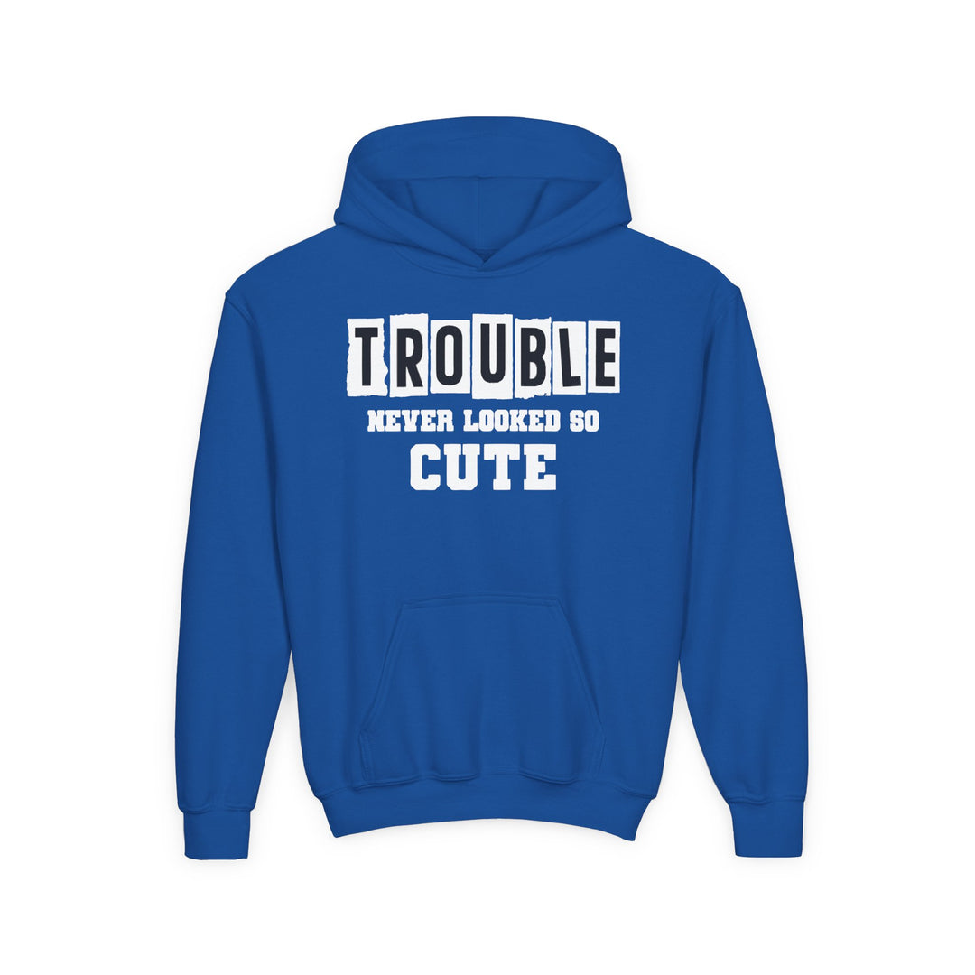 Trouble Never Looked So Cute - Youth Heavy Blend Hooded Sweatshirt