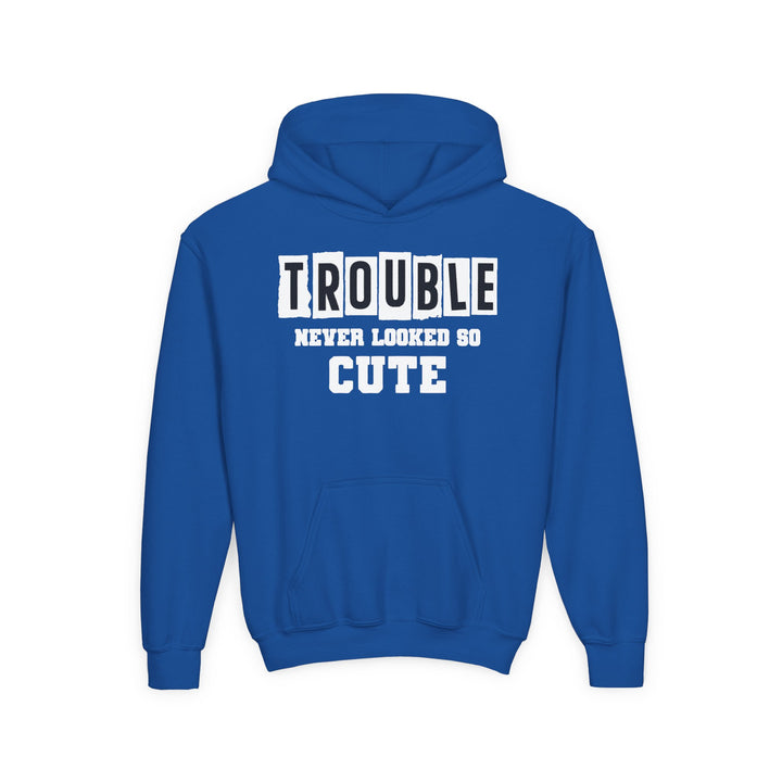 Trouble Never Looked So Cute - Youth Heavy Blend Hooded Sweatshirt