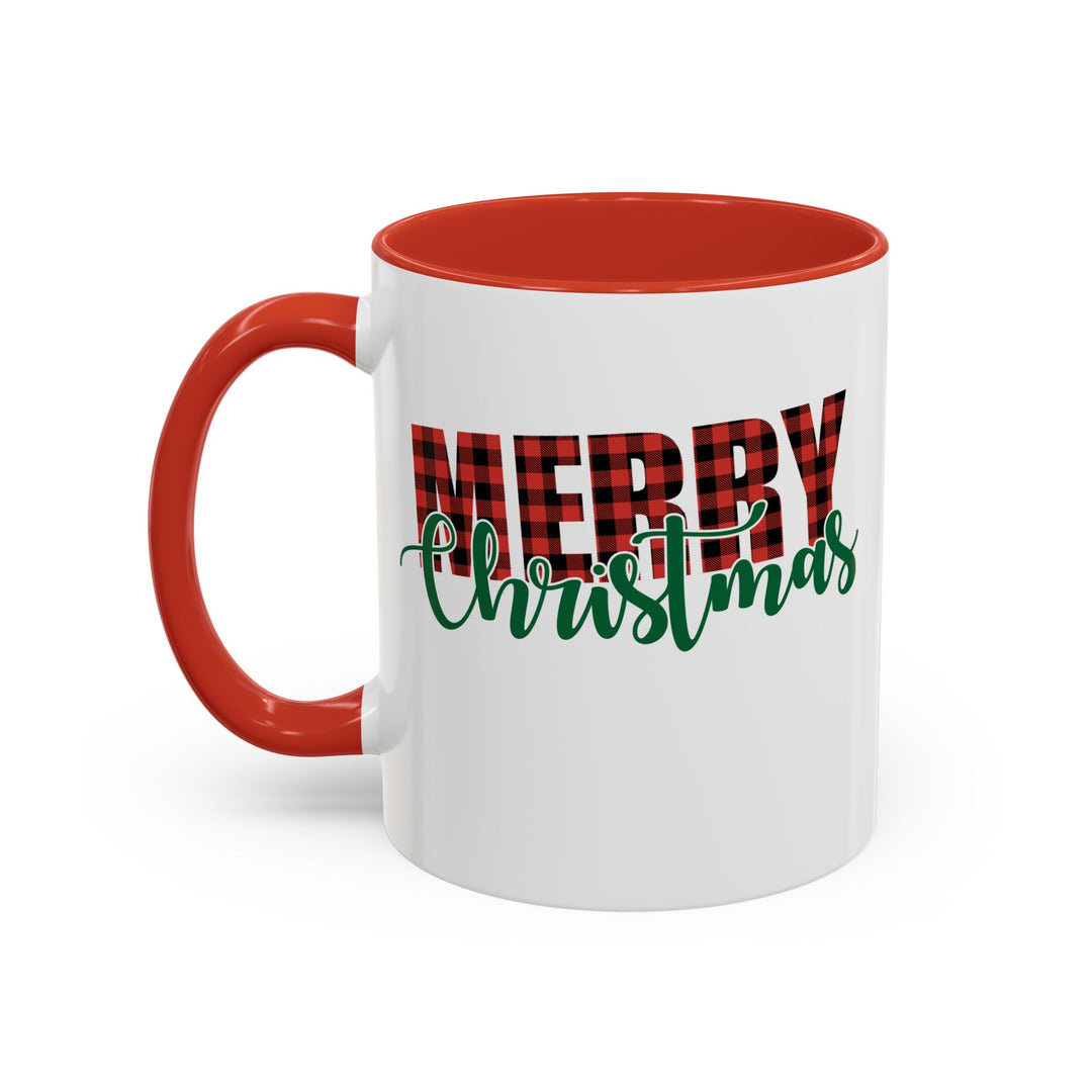 Merry Christmas Buffalo Plaid - Accent Coffee Mug (11, 15oz)