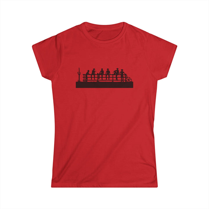 Cowboys On Fence Silhouette - Women's Softstyle Tee
