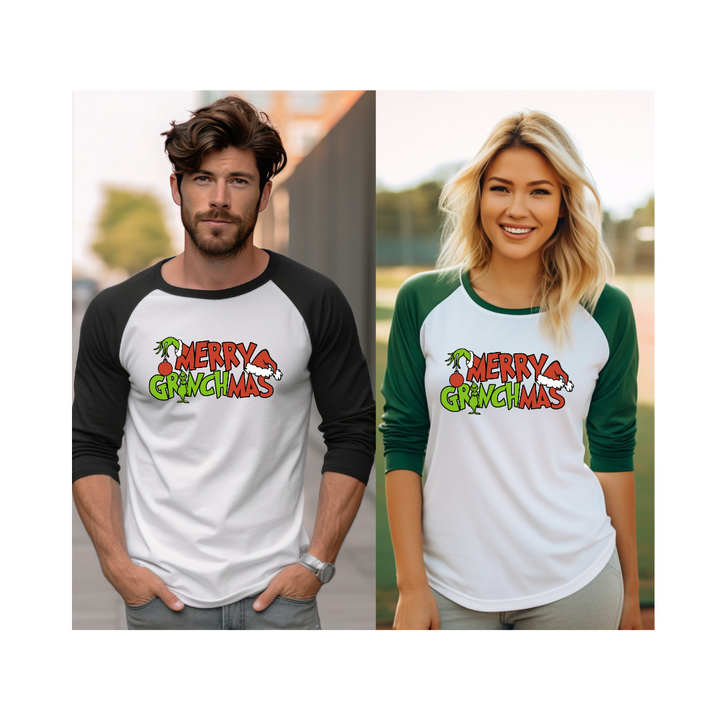 Merry Grinchmas - 3/4 sleeve raglan shirt