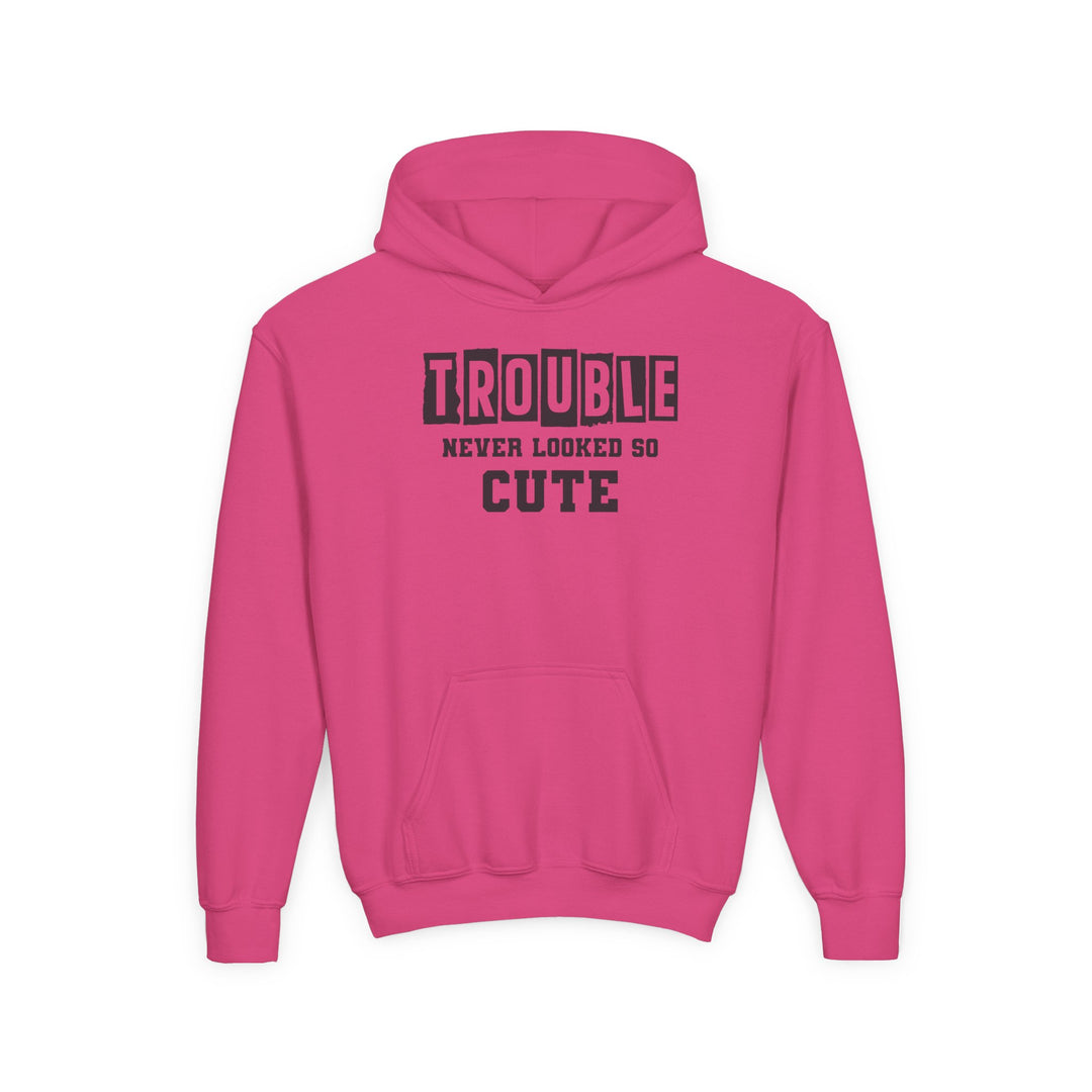Trouble Never Looked So Cute - Youth Heavy Blend Hooded Sweatshirt