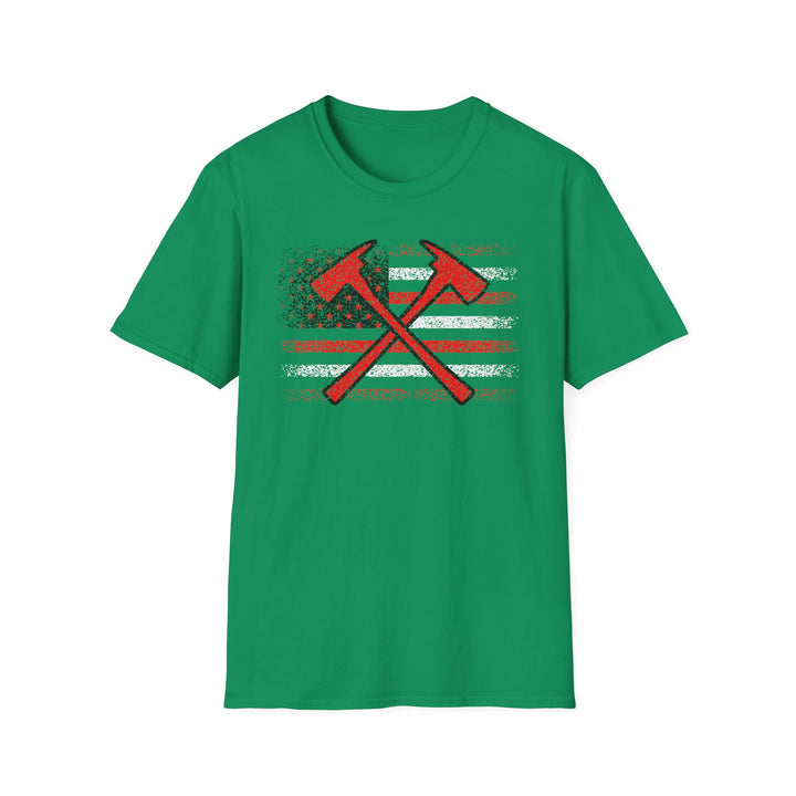 Firefighter American Flag - Unisex Softstyle T-Shirt
