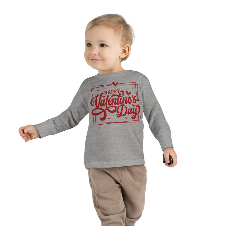 Happy Valentine's Day W/Hearts - Toddler Long Sleeve Tee