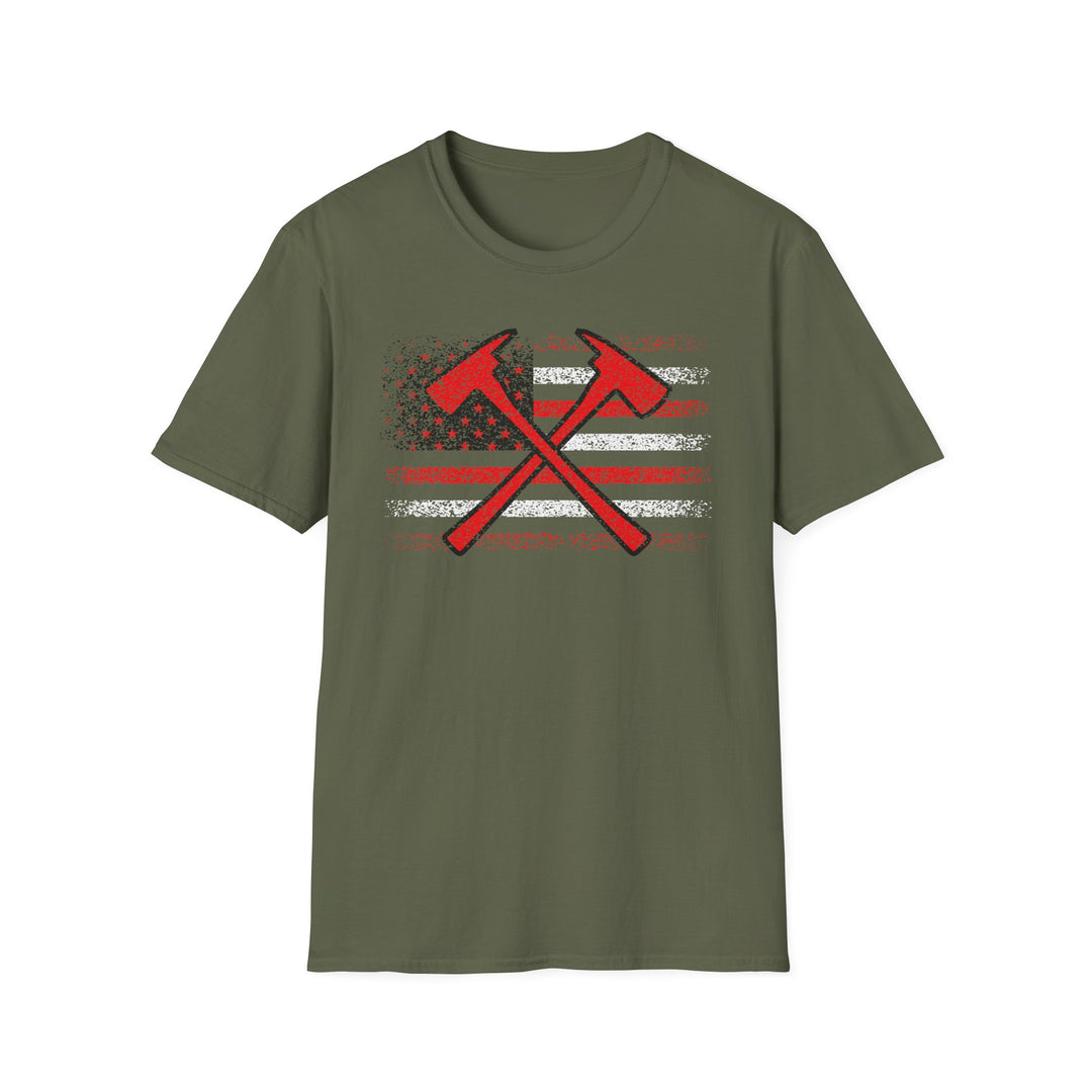 Firefighter American Flag - Unisex Softstyle T-Shirt