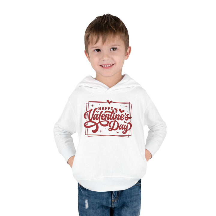 Happy Valentine's Day W/Hearts - Toddler Pullover Fleece Hoodie