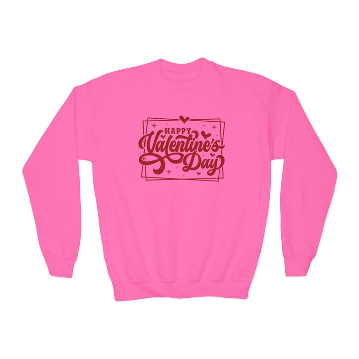 Happy Valentine's Day W/Hearts - Youth Crewneck Sweatshirt