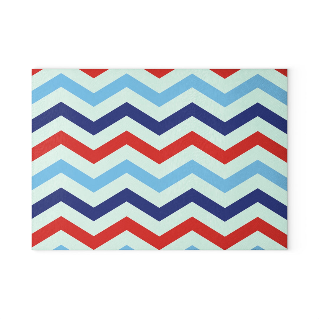 Patriotic Chevron - Glass Cutting Board
