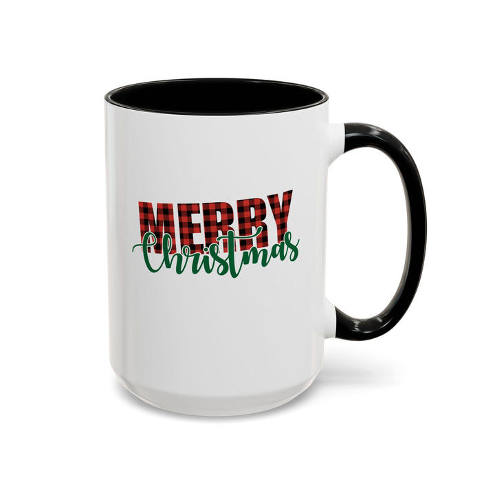 Merry Christmas Buffalo Plaid - Accent Coffee Mug (11, 15oz)