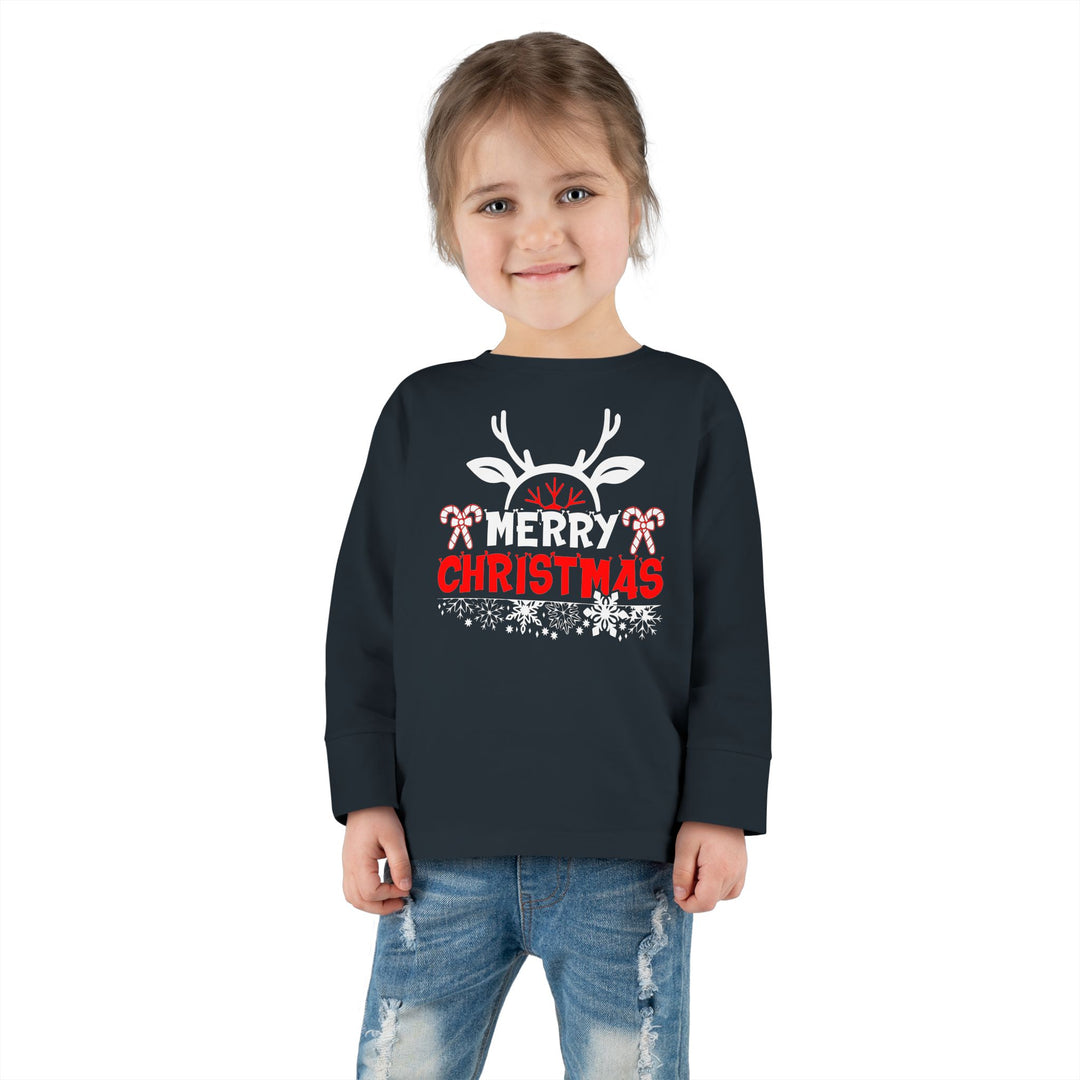 Merry Christmas Antlers - Toddler Long Sleeve Tee