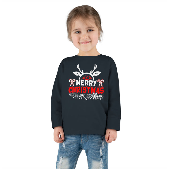 Merry Christmas Antlers - Toddler Long Sleeve Tee