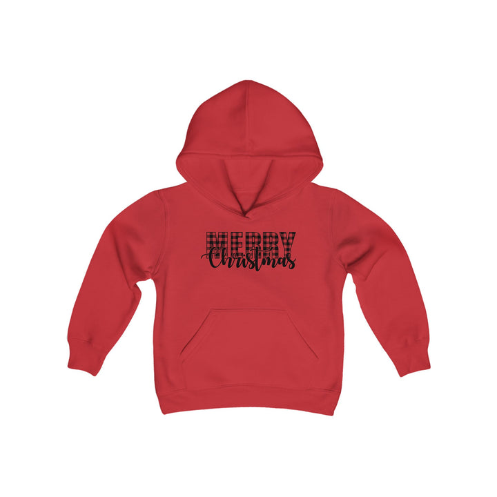 Merry Christmas Buffalo Plaid - Youth Heavy Blend Hooded Sweatshirt