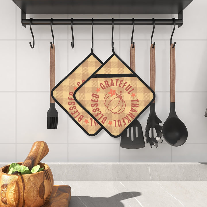 Grateful Thankful Blessed - Pot Holders Set of 2