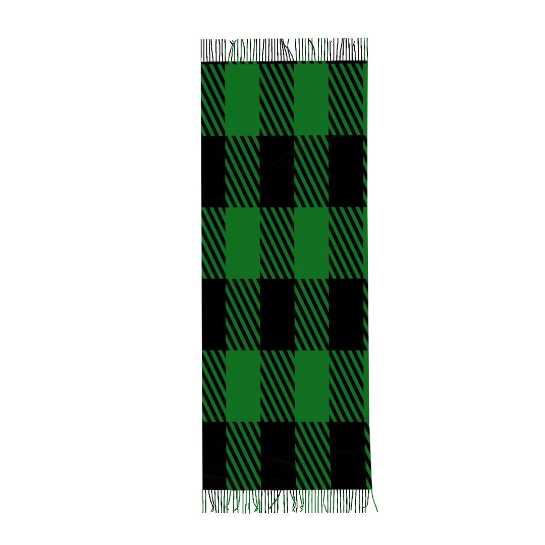 Green Plaid - Fringed Scarf
