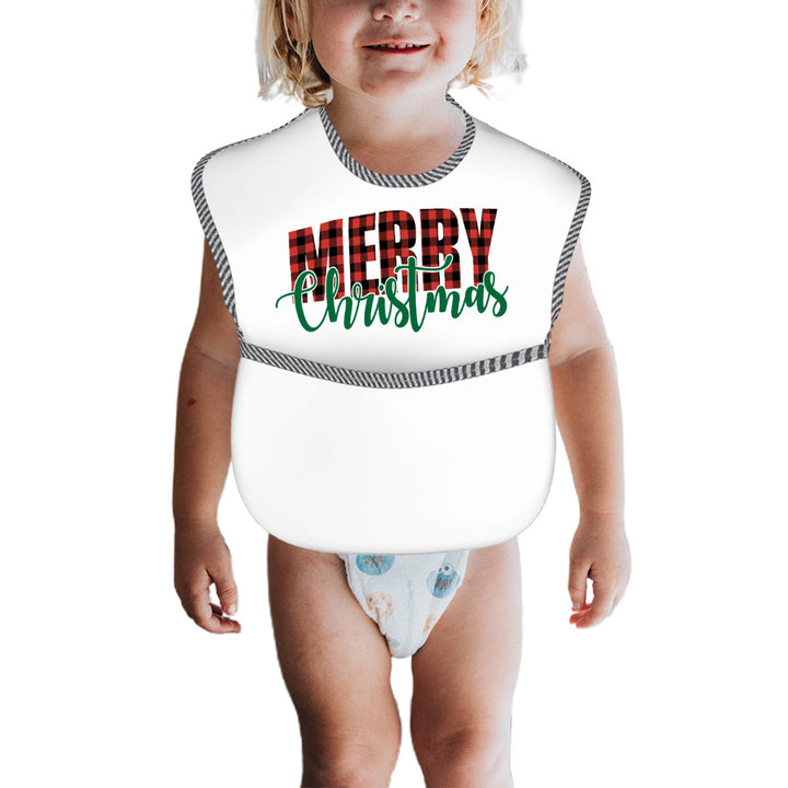 Merry Christmas Buffalo Plaid - Baby Bibs