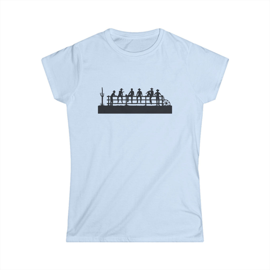 Cowboys On Fence Silhouette - Women's Softstyle Tee