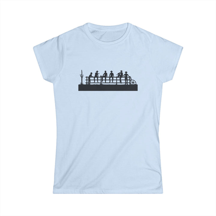 Cowboys On Fence Silhouette - Women's Softstyle Tee