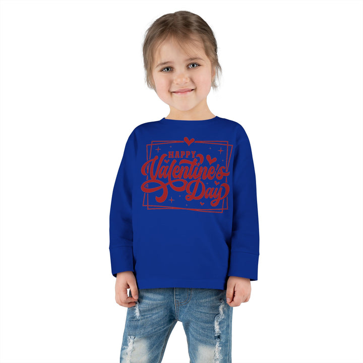 Happy Valentine's Day W/Hearts - Toddler Long Sleeve Tee