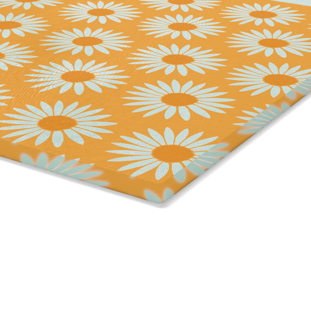 Yellow Sunflower Pattern - Glass Cutting Board