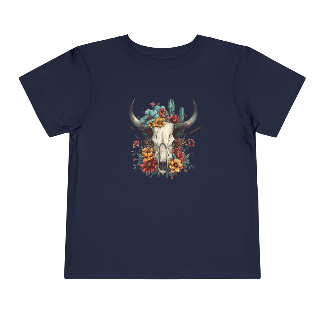 Bright And Flowery Skull - Toddler Short Sleeve Tee