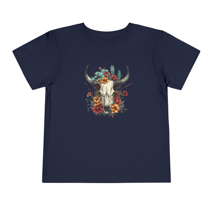 Bright And Flowery Skull - Toddler Short Sleeve Tee