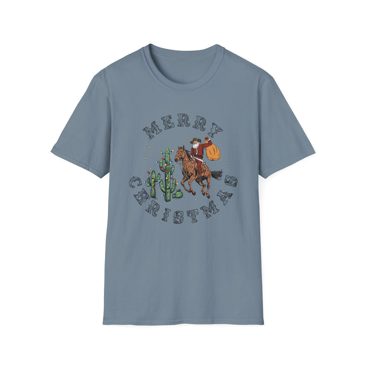 Merry Christmas Cowboy Santa - Unisex Softstyle T-Shirt