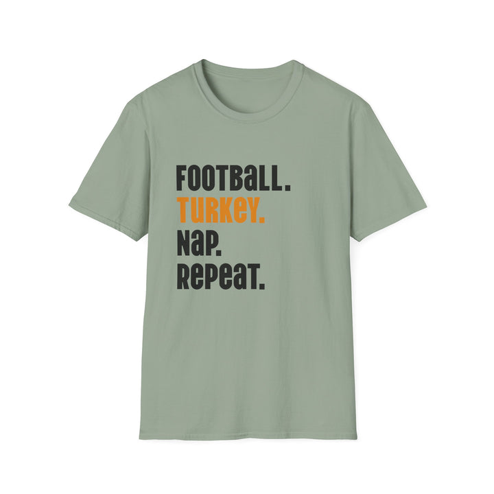 Football Turkey Nap Repeat - Unisex Softstyle T-Shirt