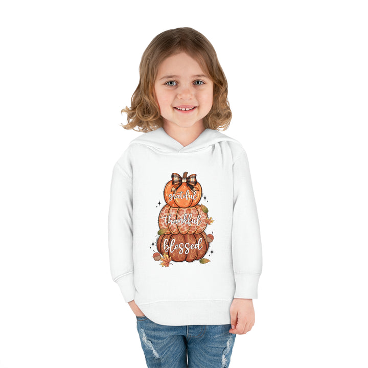 Grateful Thankful Blessed Pumpkins - Toddler Pullover Fleece Hoodie