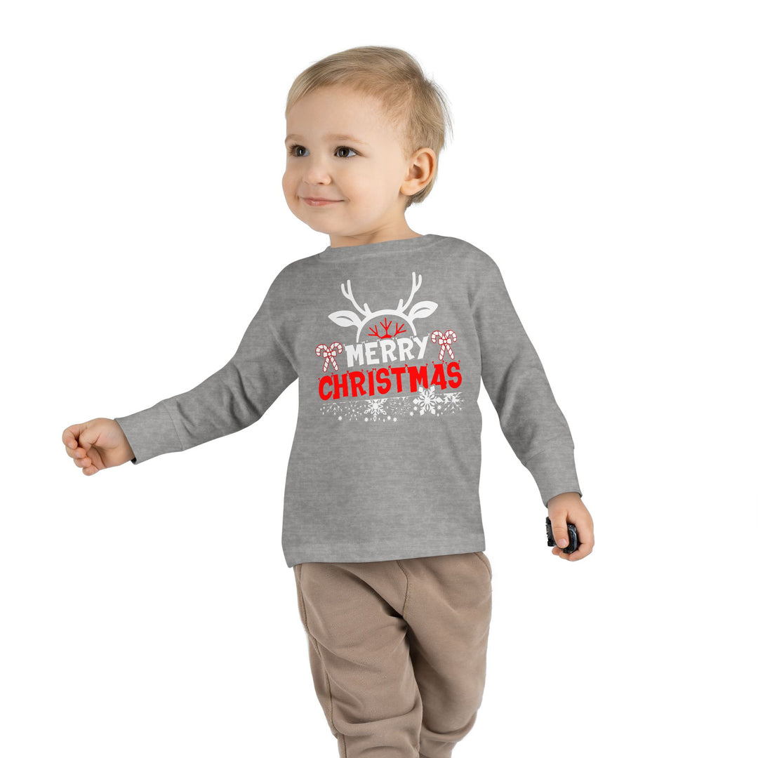 Merry Christmas Antlers - Toddler Long Sleeve Tee