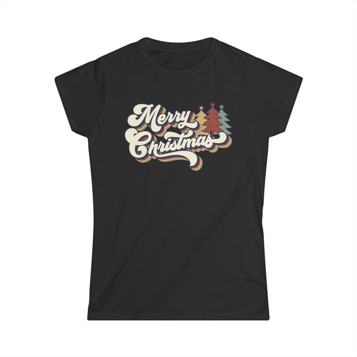 Retro Merry Christmas - Women's Softstyle Tee