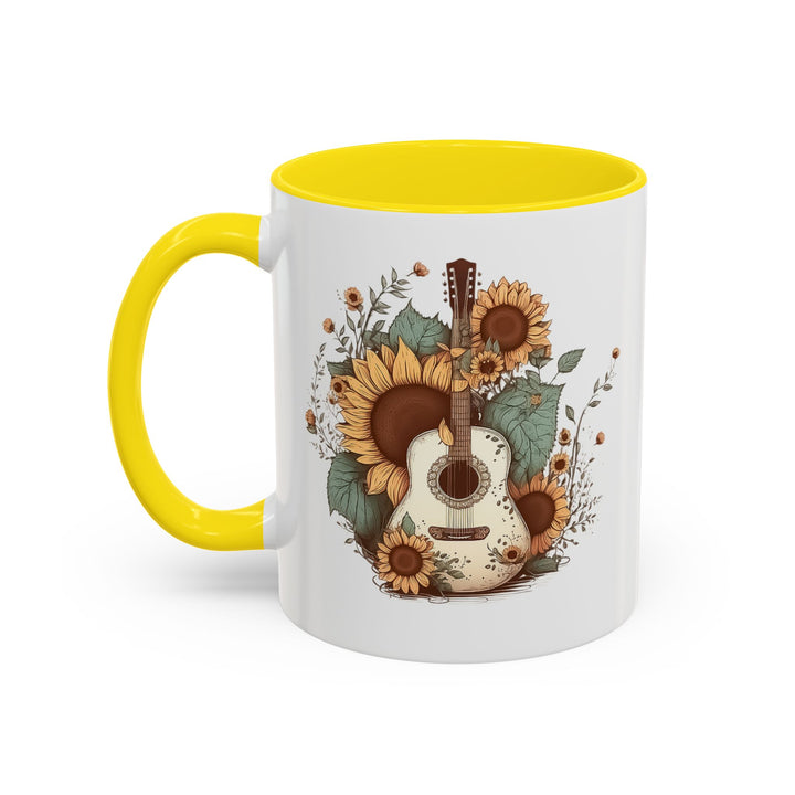 Sunflower Guitar - Accent Coffee Mug (11, 15oz)