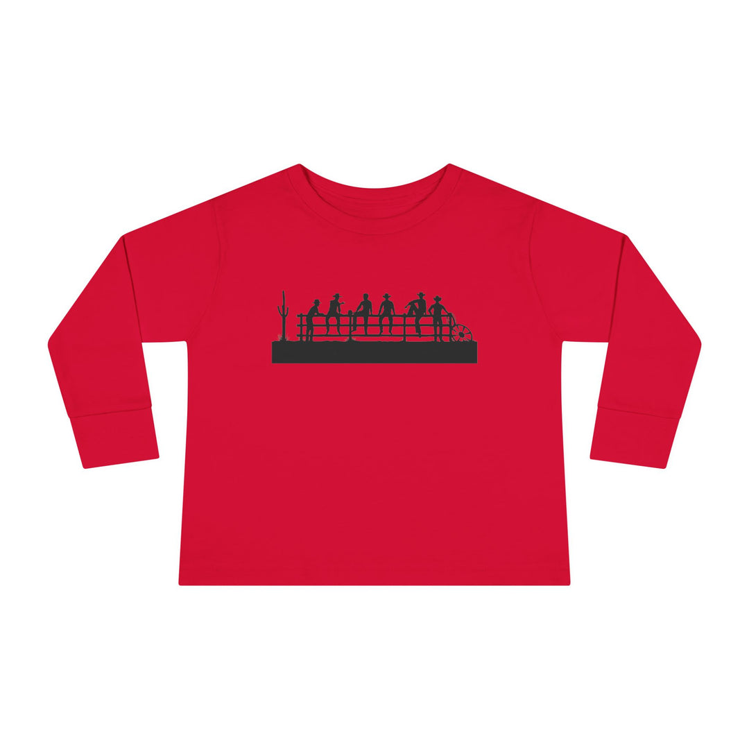Cowboys On Fence Silhouette - Toddler Long Sleeve Tee