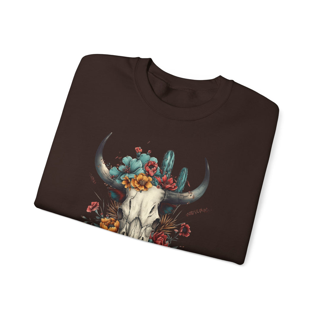 Bright And Flowery Skull - Unisex Heavy Blend™ Crewneck Sweatshirt
