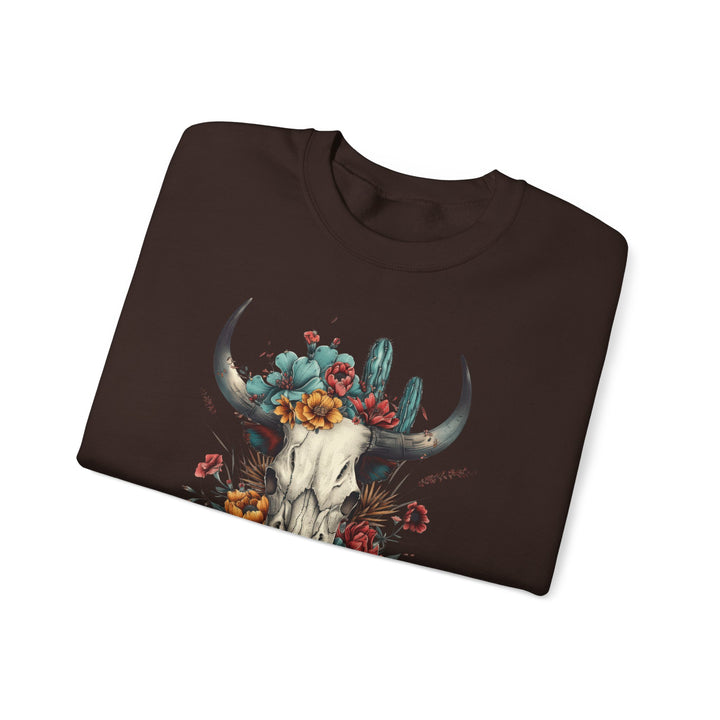 Bright And Flowery Skull - Unisex Heavy Blend™ Crewneck Sweatshirt