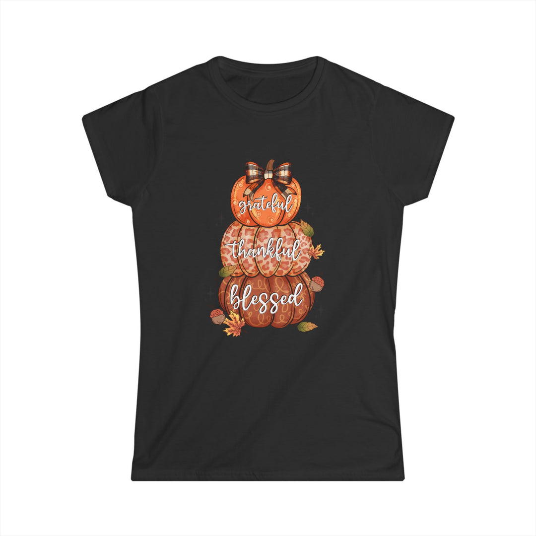 Grateful Thankful Blessed Pumpkins - Women's Softstyle Tee