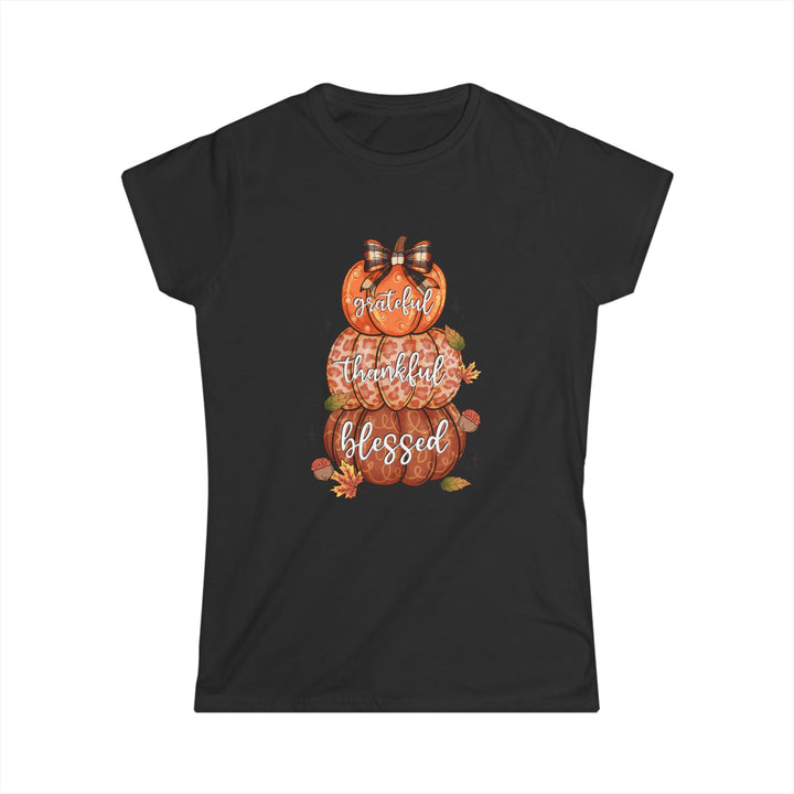Grateful Thankful Blessed Pumpkins - Women's Softstyle Tee