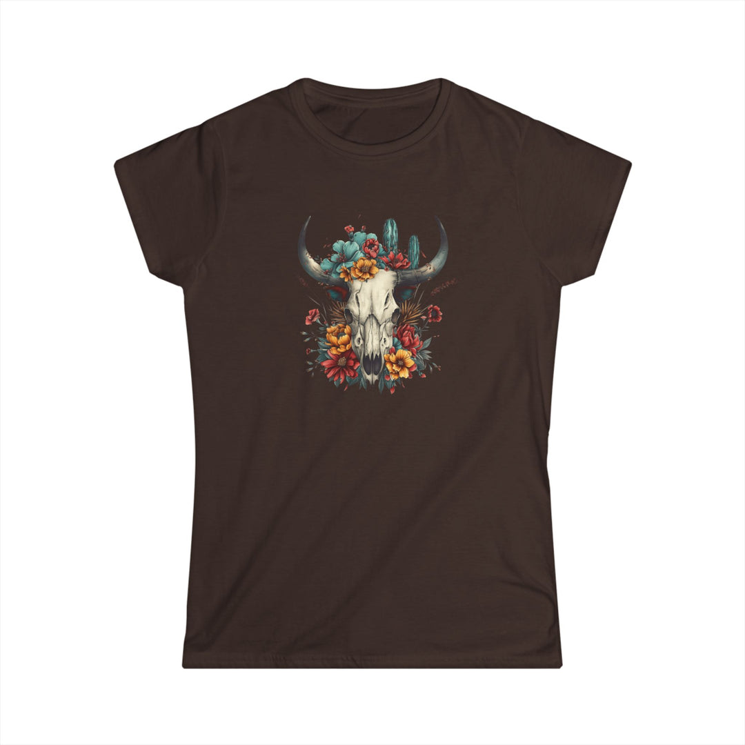 Bright And Flowery Skull - Women's Softstyle Tee
