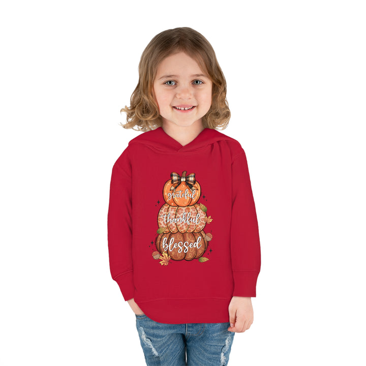 Grateful Thankful Blessed Pumpkins - Toddler Pullover Fleece Hoodie